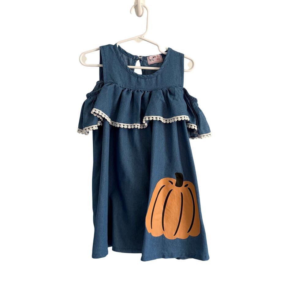 Pete & Lucy Denim Pumpkin Chambray Dress Girls 4T